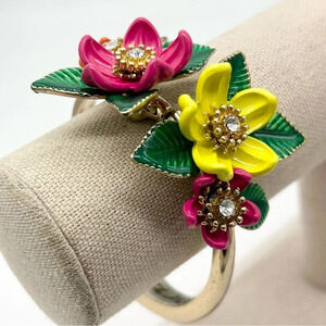 Betsey Johnson Floral Hinged Bracelet